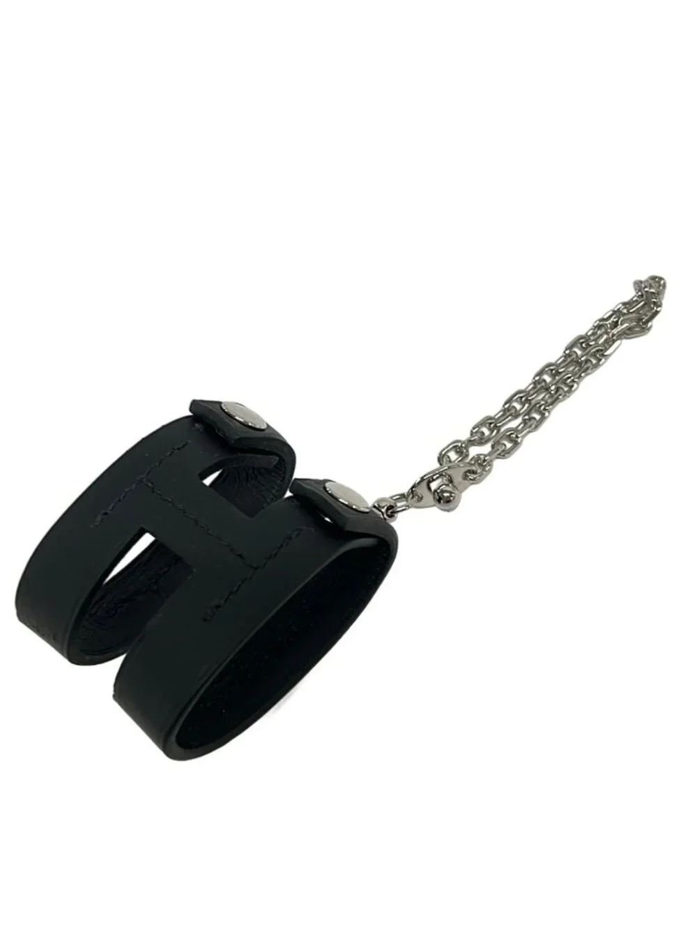Hermes Black Silver Glove Holder Leather Gloves